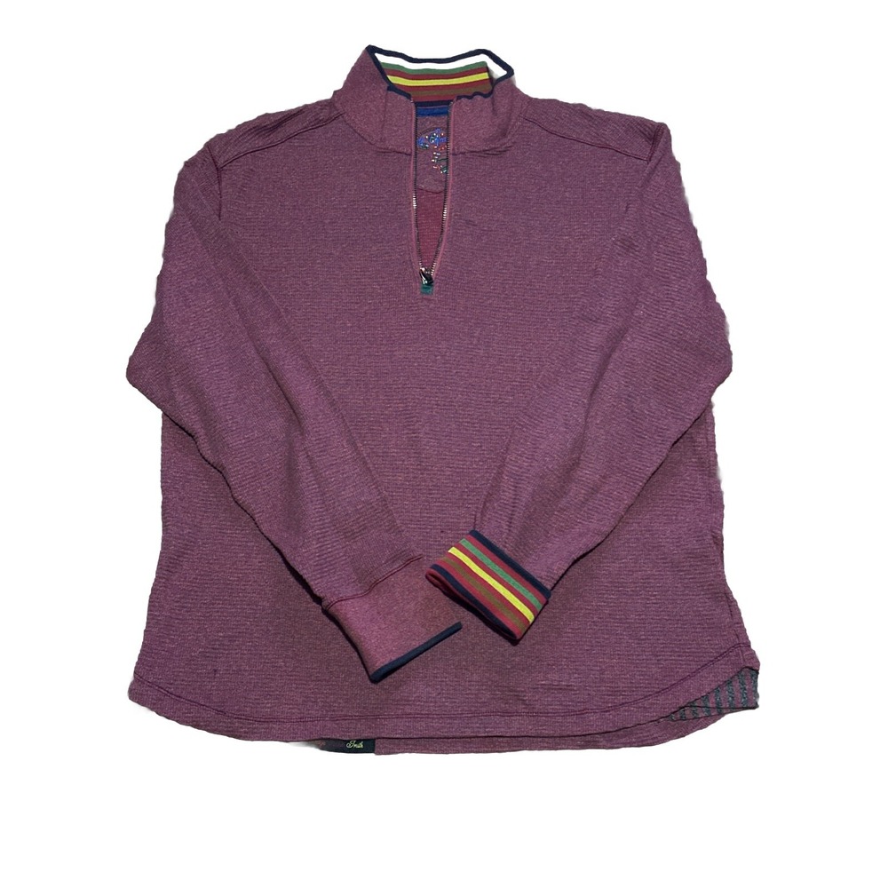 Robert Graham 1/4 Zip Burgundy Sweater Size Medium Pullover 100% Cotton